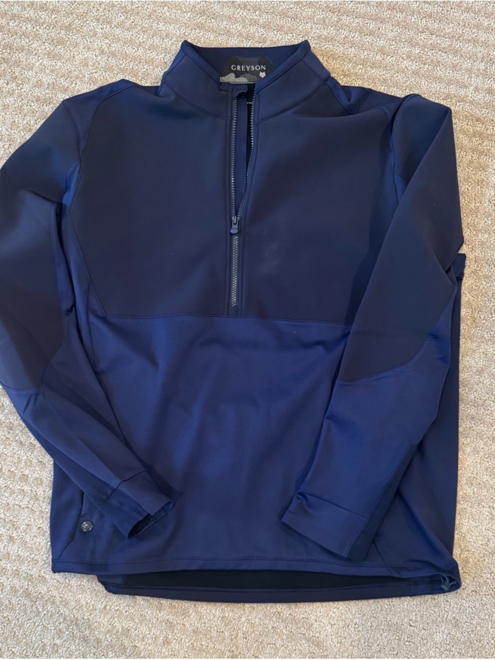 Greyson Men's Navy Midweight Performance Quarter-Zip Pullover
